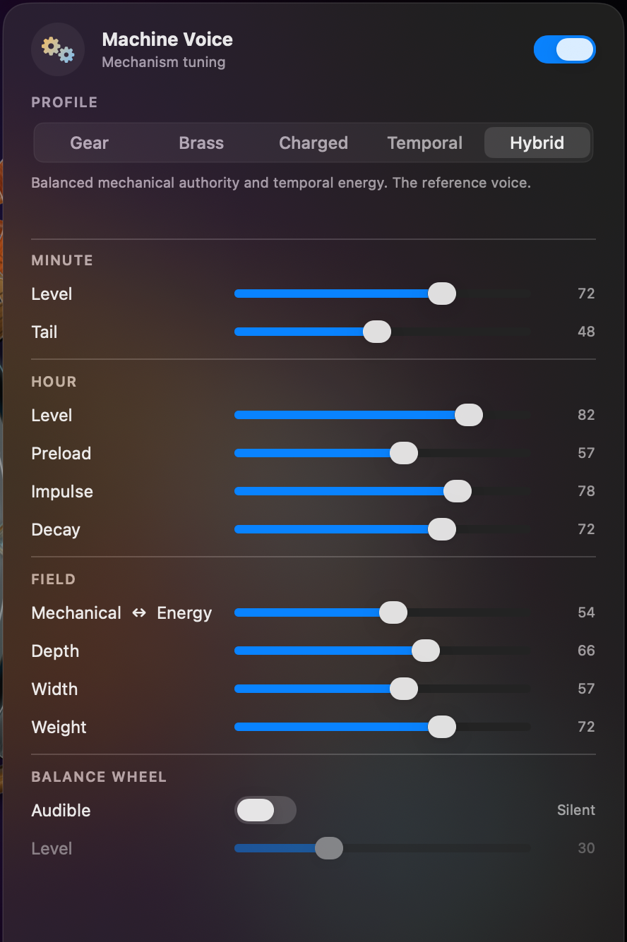 Mechanica Machine Voice controls